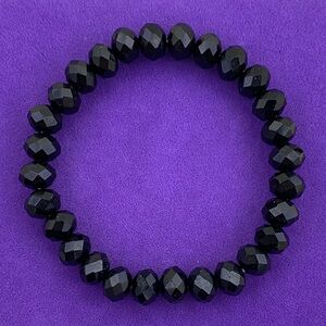 💛 Classic Faceted Black Crystal Bead Stretch Bracelet
